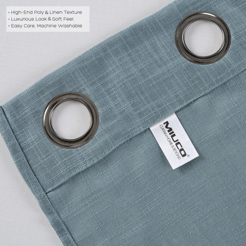 MIUCO Semi Sheer Curtains Poly Linen Textured Solid Grommet Curtains 63 Inches Long for Living Room 2 Panels (2 x 37 Wide x 63" Long) Teal - Image 4